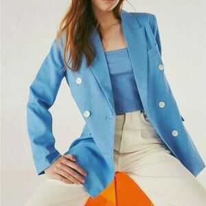 DELUC New! Ocean Blue Lined Blazer